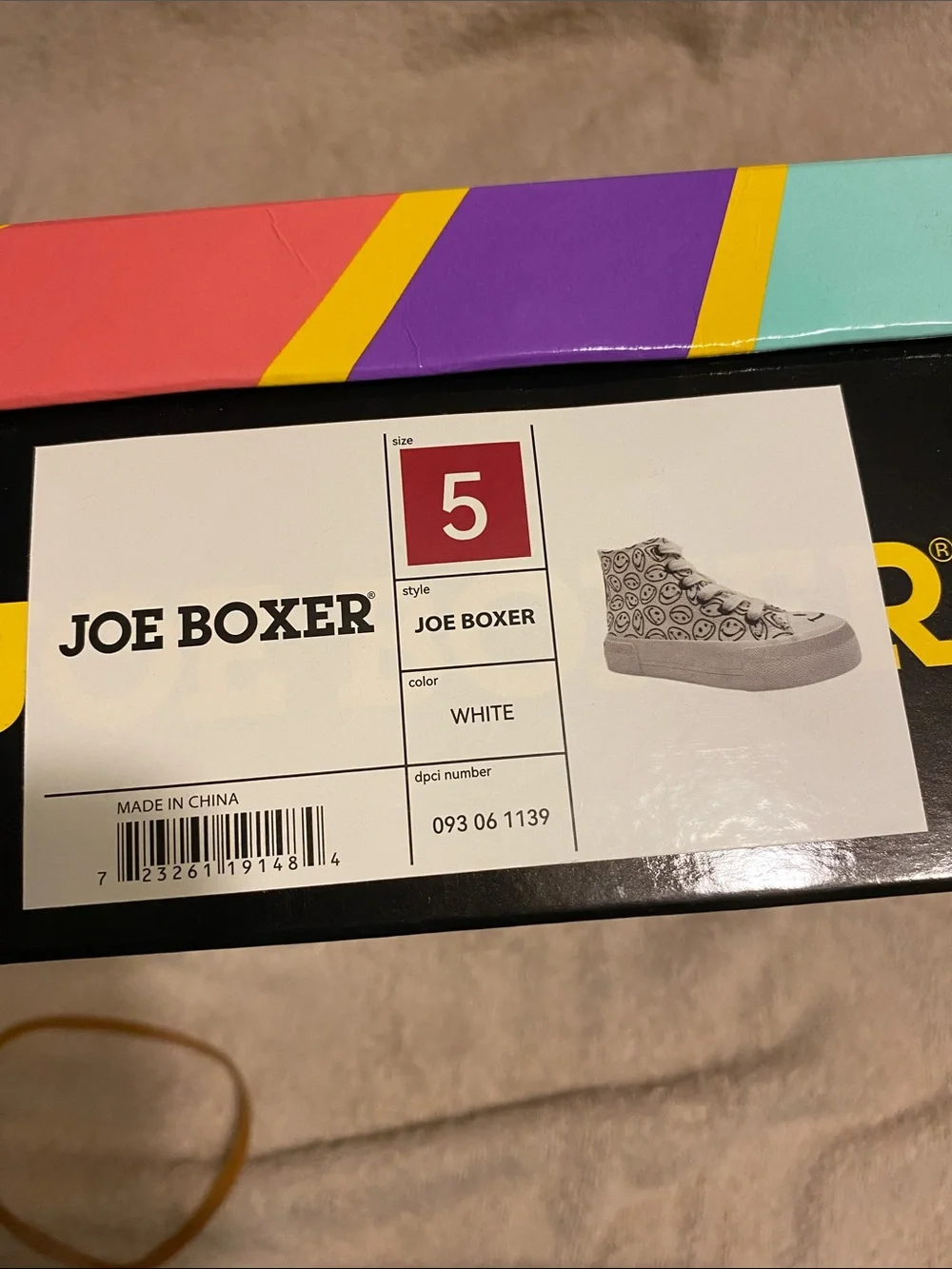 Joe Boxer White High-Top Sneakers with Smiley Print